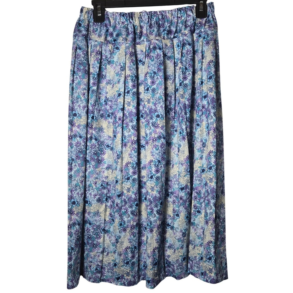Vintage Floral‎ Pleated Midi Skirt MP Petite Cottage Grandma Peasant Summer Boho